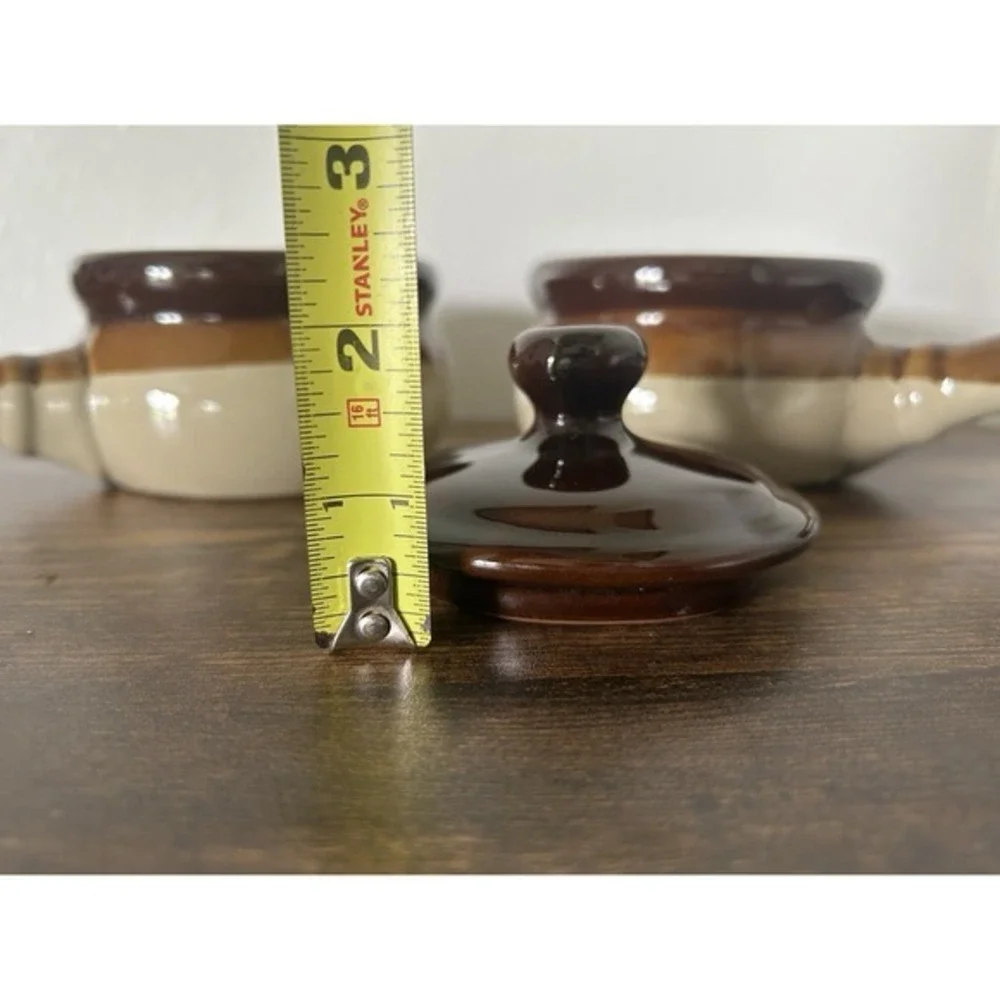 PAIR Soup‎ Crocks Glazed Ceramic Multi-toned 1 Lid